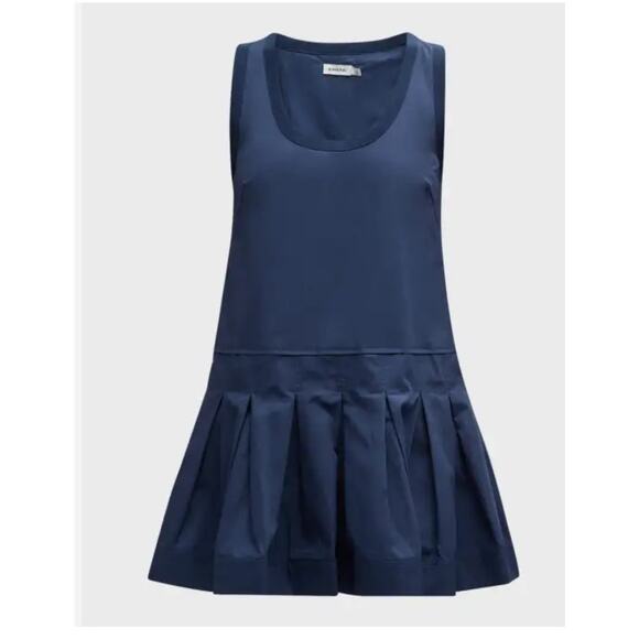 SIMKHAI Navy Pleated Drop Waist Sleeveless Dress‎ XS NWT Cotton $345 - Picture 1 of 10